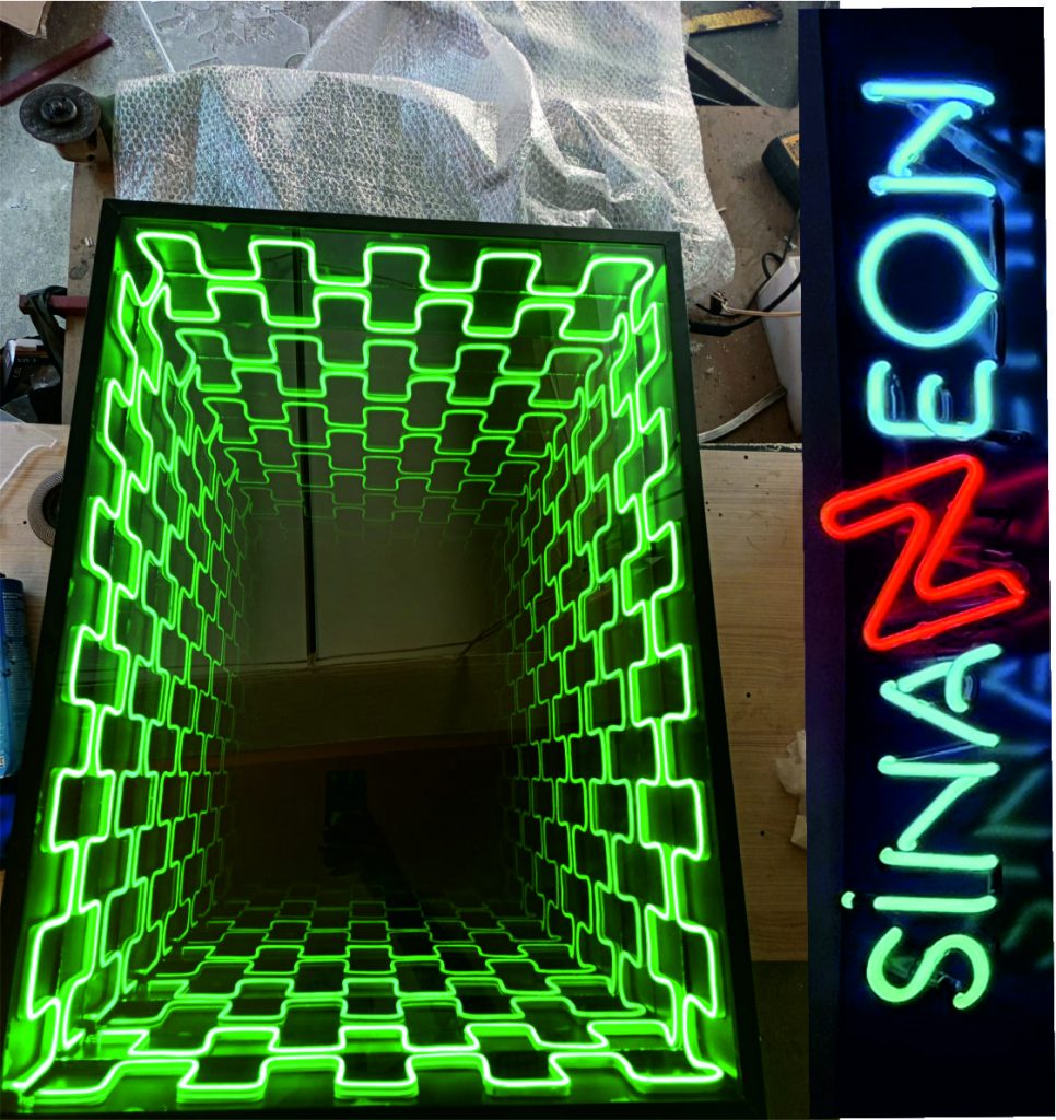 doğaltaş görünümlü led neon sonsuz ayna