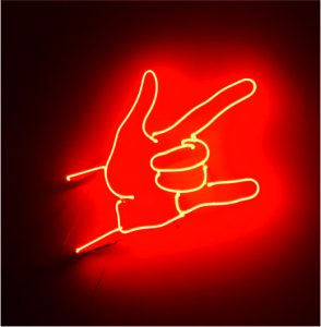 rock işareti neon light